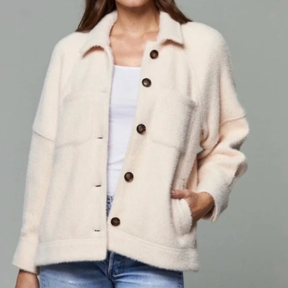 Anthropologie Greylin Cream Teddy Jacket Shacket